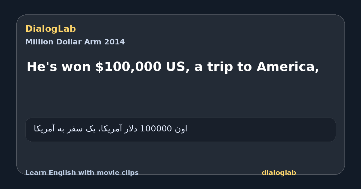 Share card for He's won $100,000 US, a trip to America,