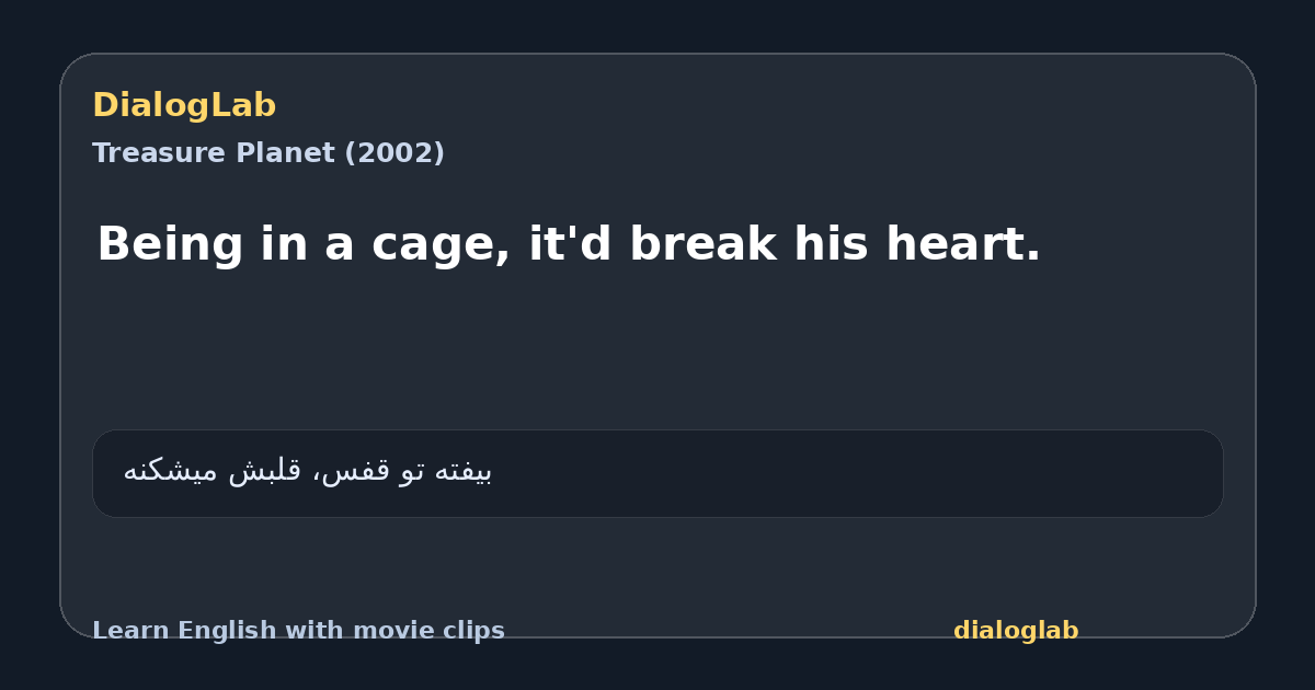 Share card for Being in a cage, it'd break his heart.