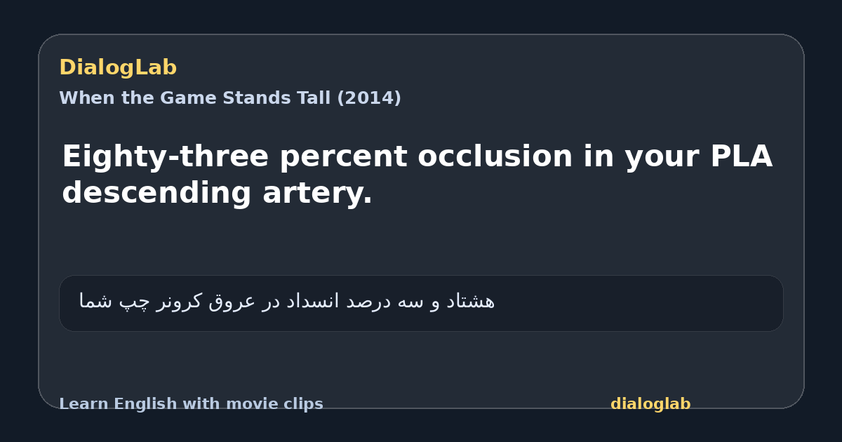 Share card for Eighty-three percent occlusion in your PLA descending artery.