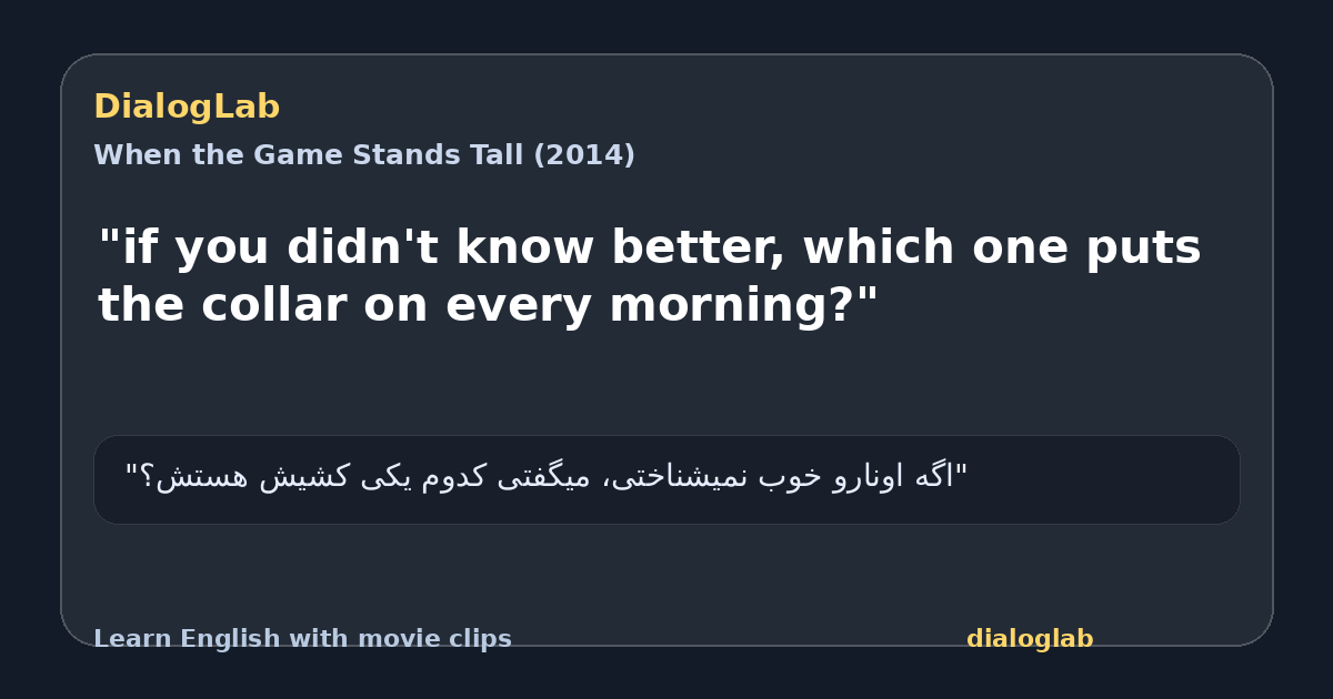 Share card for "if you didn't know better, which one puts the collar on every morning?"