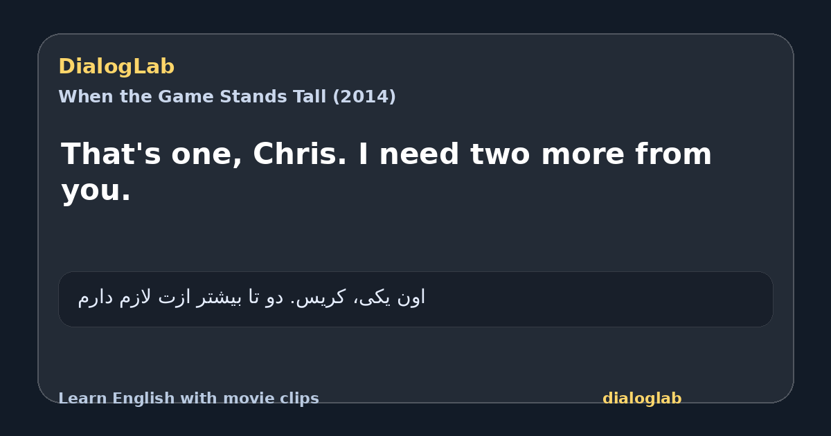 Share card for That's one, Chris. I need two more from you.