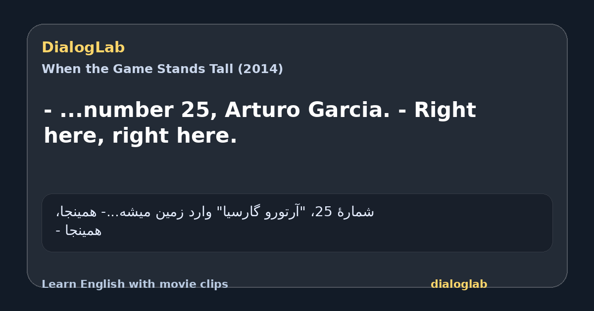 Share card for - ...number 25, Arturo Garcia. - Right here, right here.
