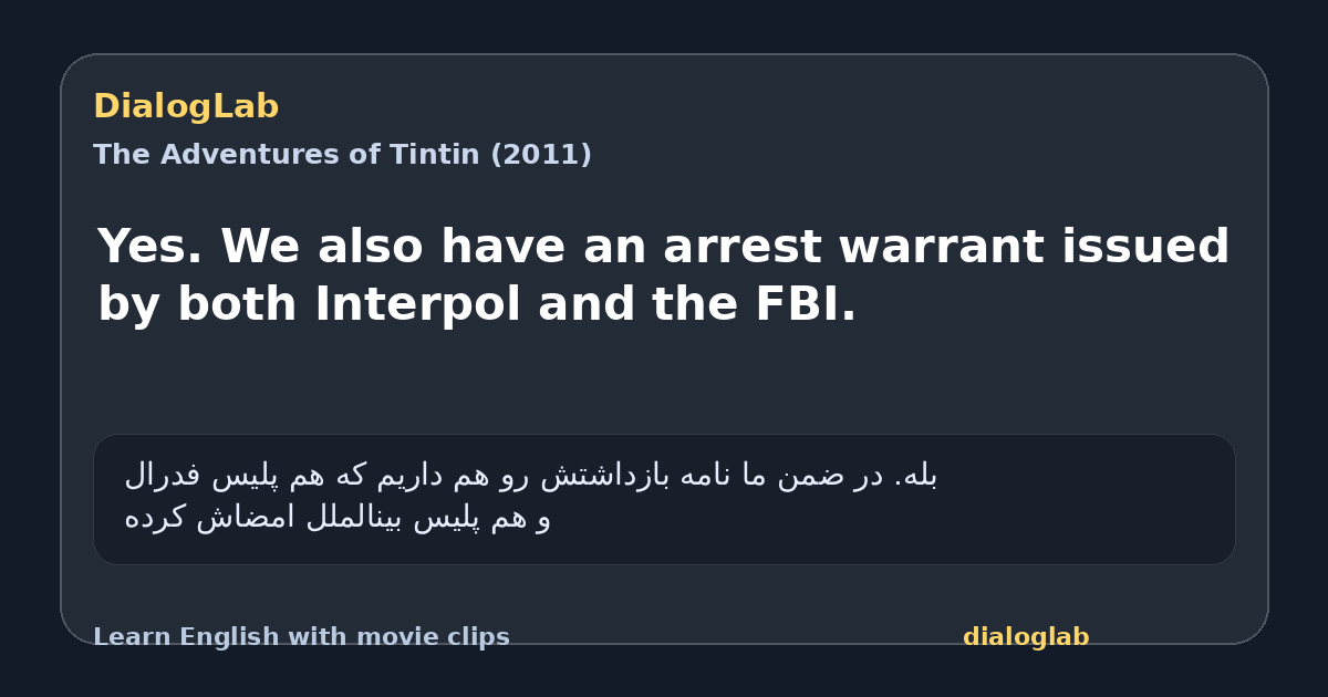 Share card for Yes. We also have an arrest warrant issued by both Interpol and the FBI.