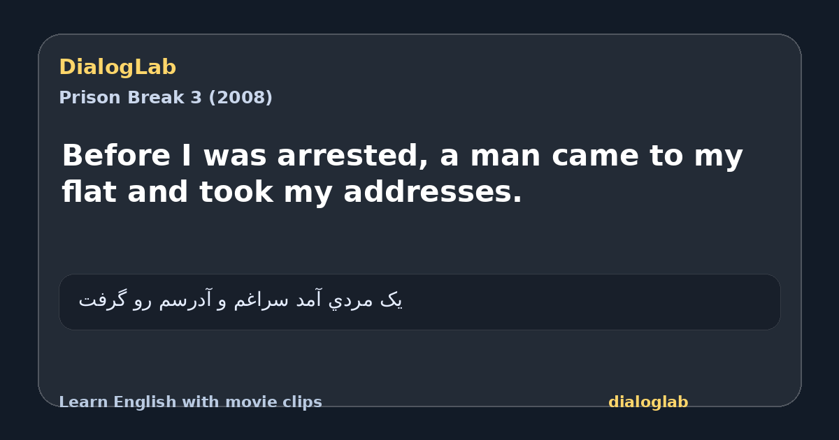 Share card for Before I was arrested, a man came to my flat and took my addresses.