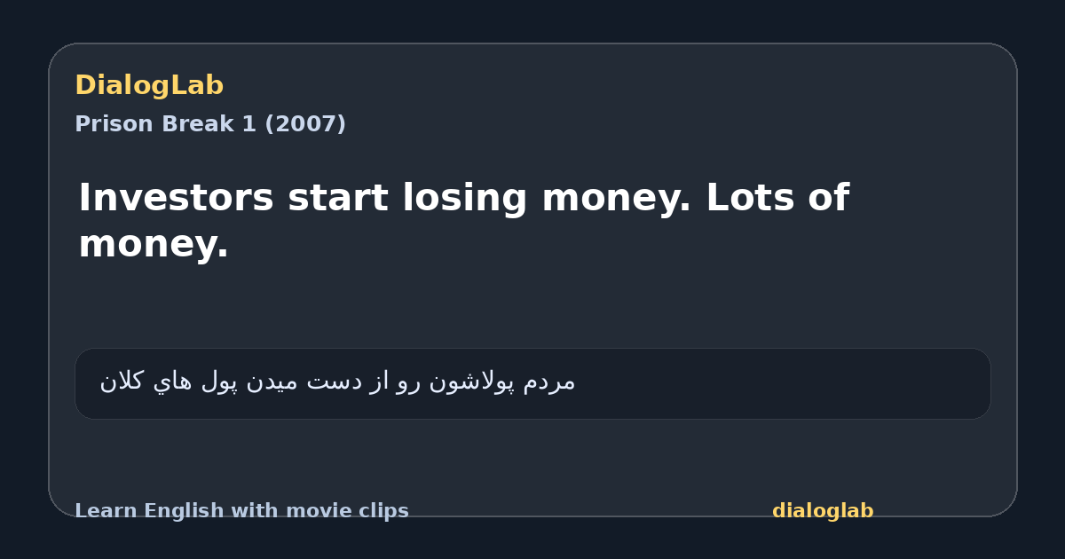 Share card for Investors start losing money. Lots of money.