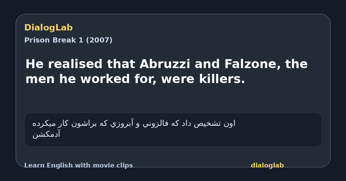 Share card for He realised that Abruzzi and Falzone, the men he worked for, were killers.