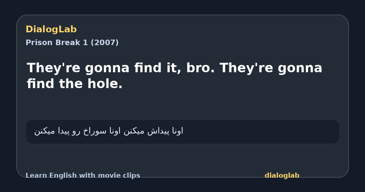 Share card for They're gonna find it, bro. They're gonna find the hole.