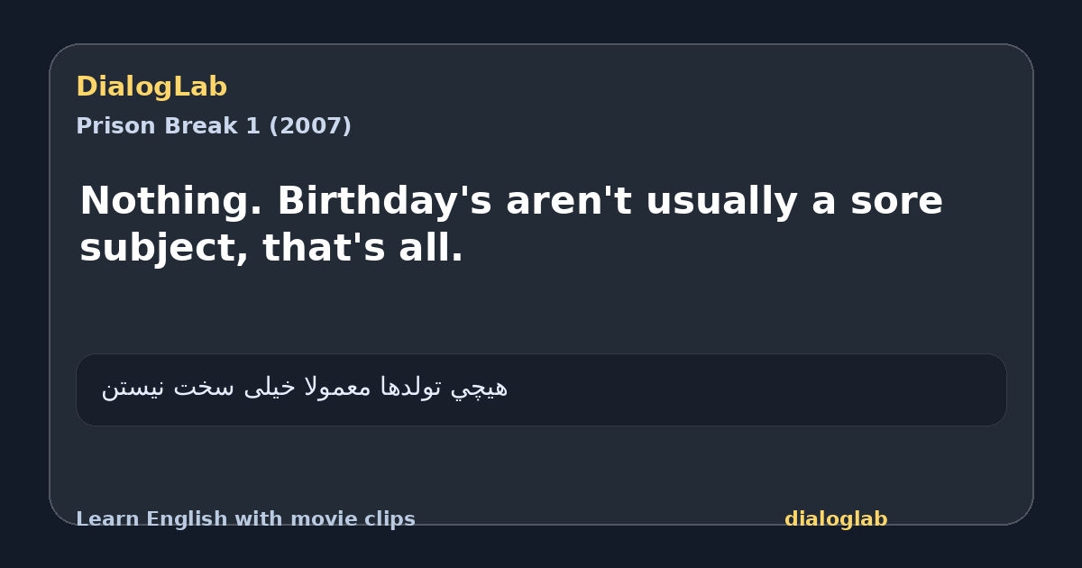 Share card for Nothing. Birthday's aren't usually a sore subject, that's all.