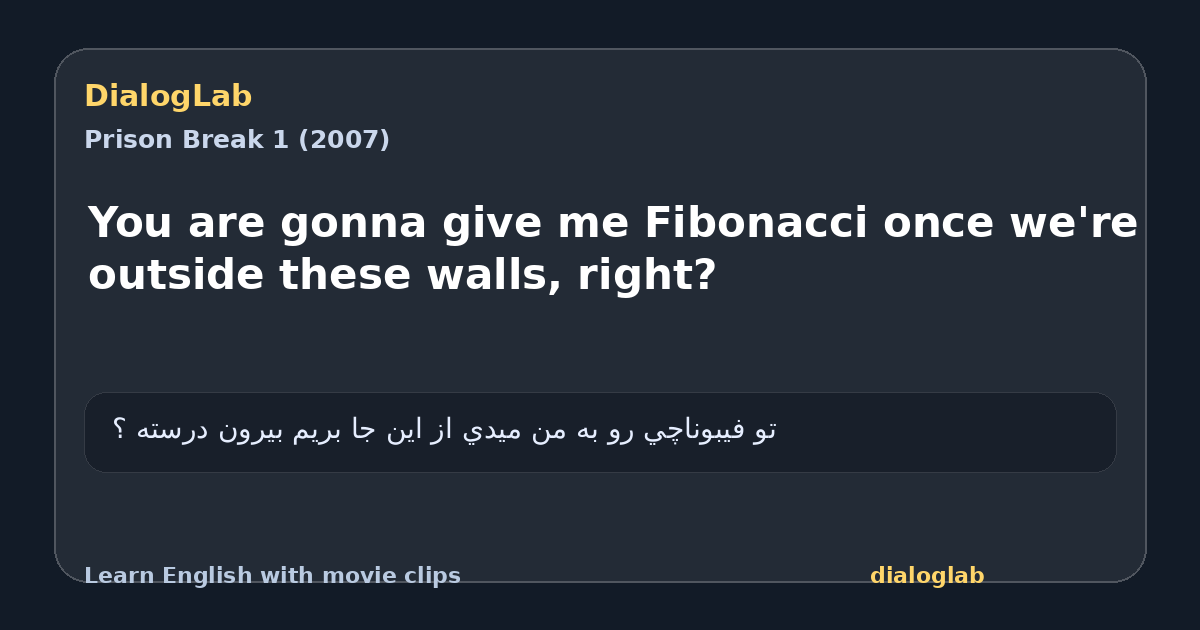 Share card for You are gonna give me Fibonacci once we're outside these walls, right?