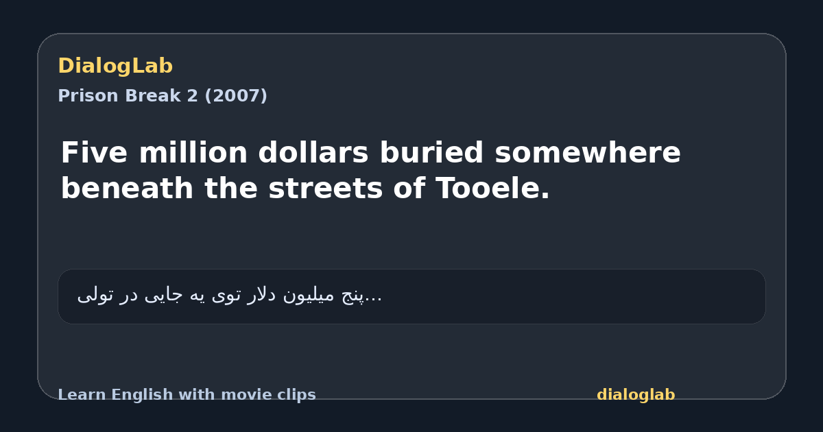 Share card for Five million dollars buried somewhere beneath the streets of Tooele.