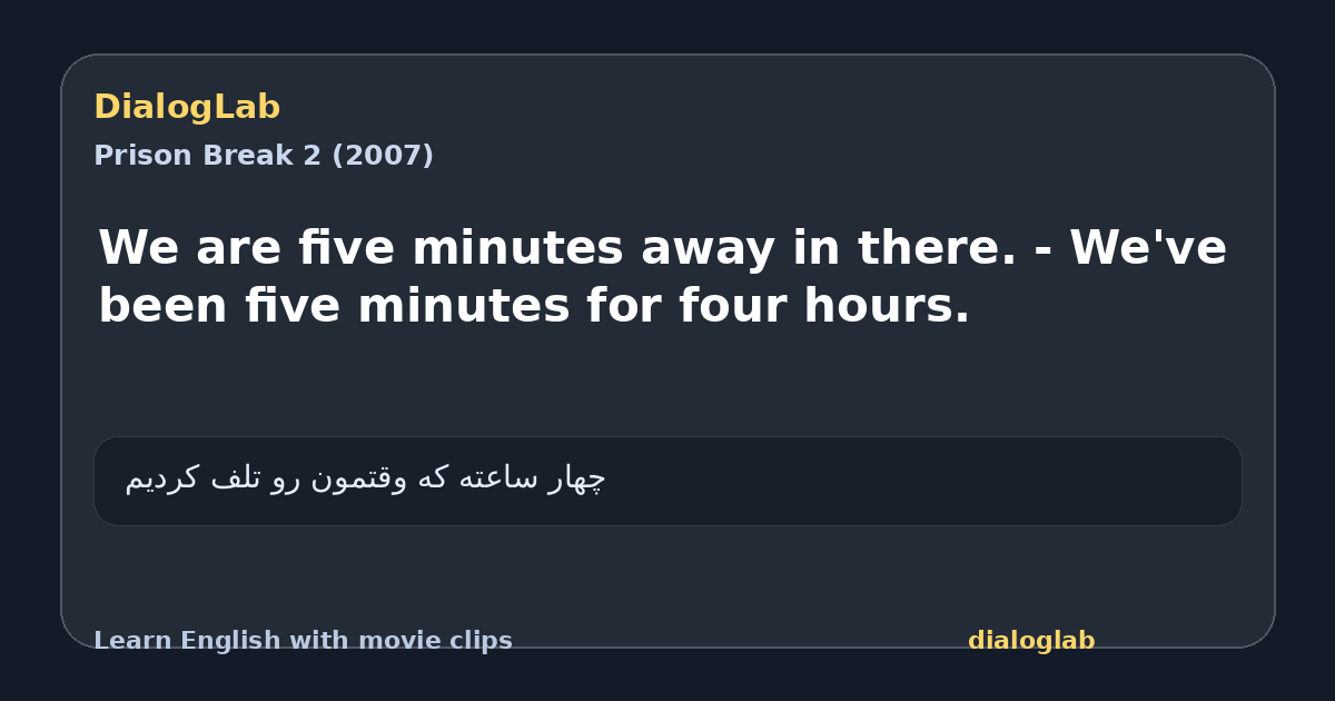 Share card for We are five minutes away in there. - We've been five minutes for four hours.