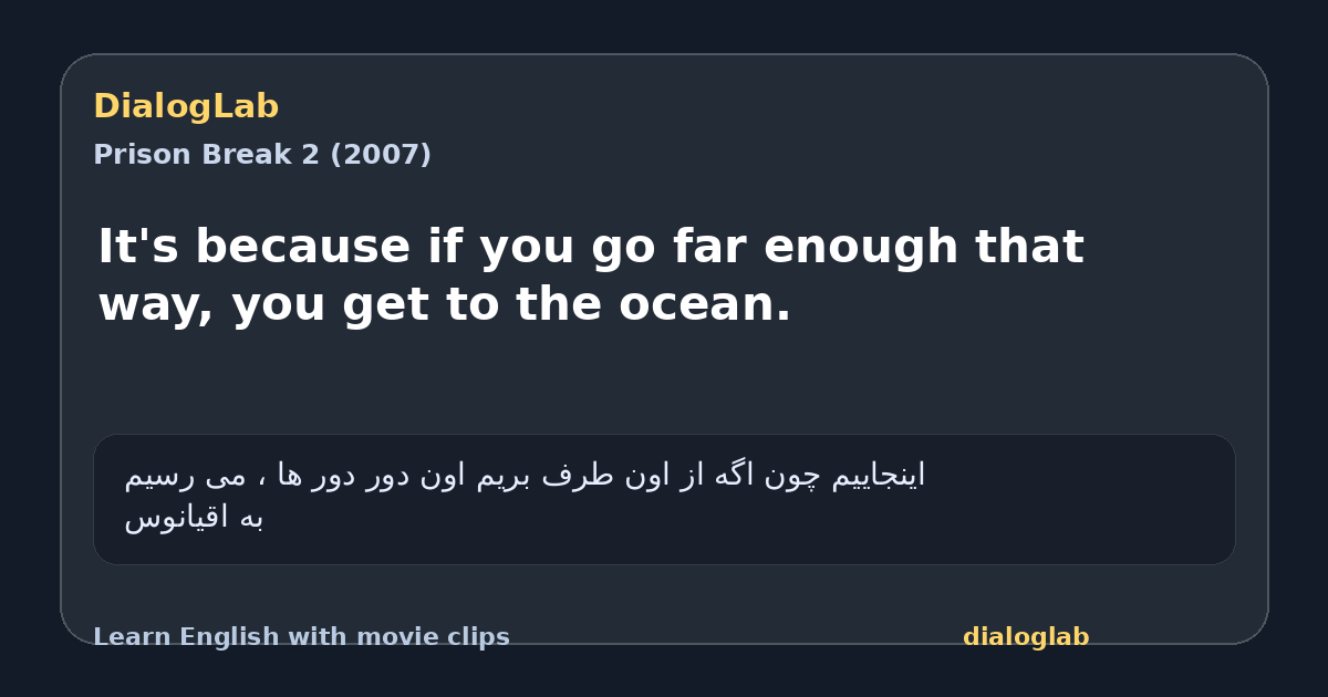 Share card for It's because if you go far enough that way, you get to the ocean.