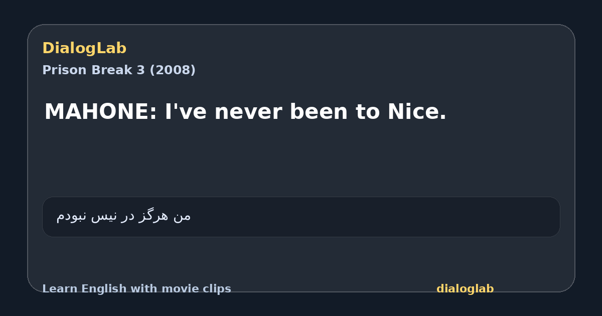 Share card for MAHONE: I've never been to Nice.