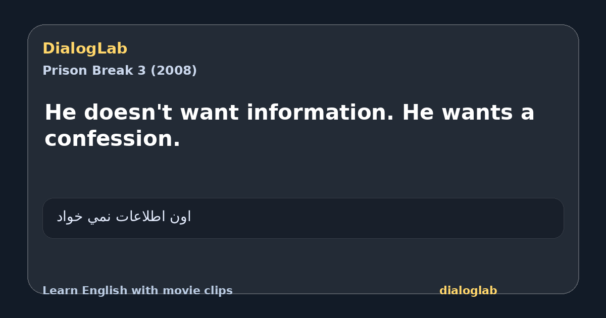 Share card for He doesn't want information. He wants a confession.