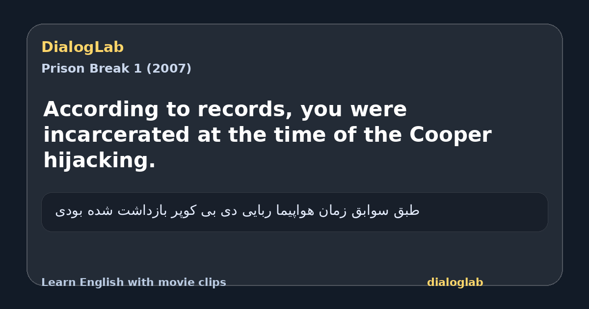 Share card for According to records, you were incarcerated at the time of the Cooper hijacking.