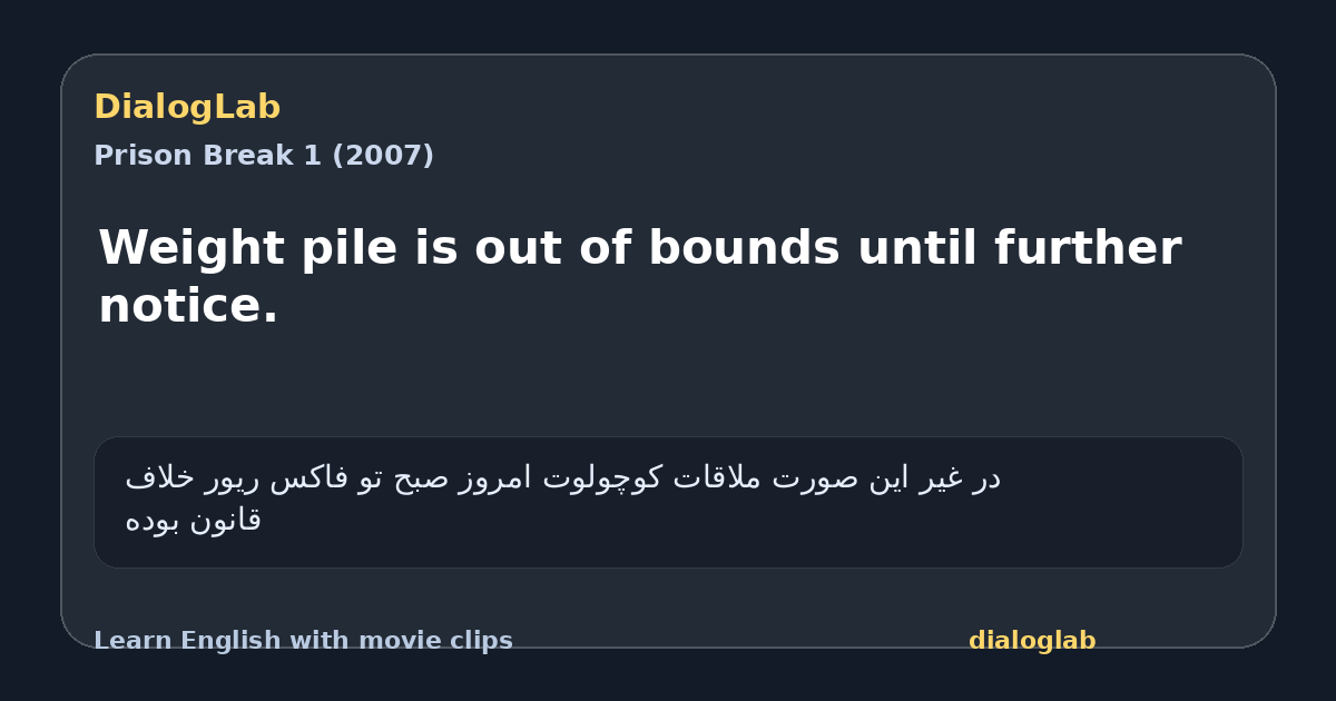 Share card for Weight pile is out of bounds until further notice.