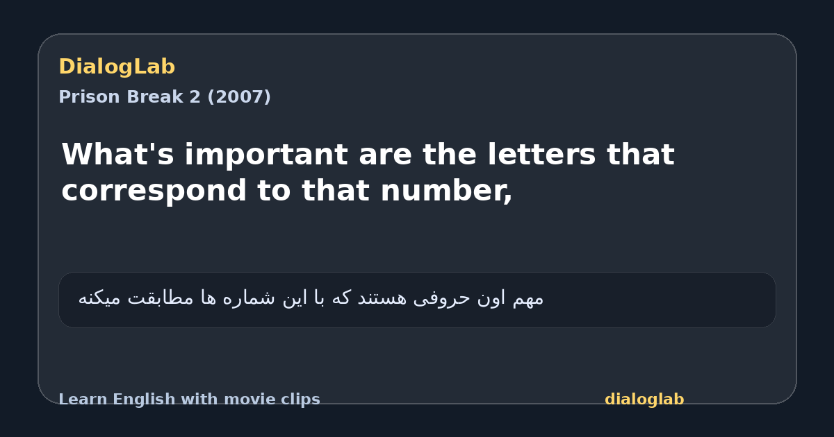 Share card for What's important are the letters that correspond to that number,