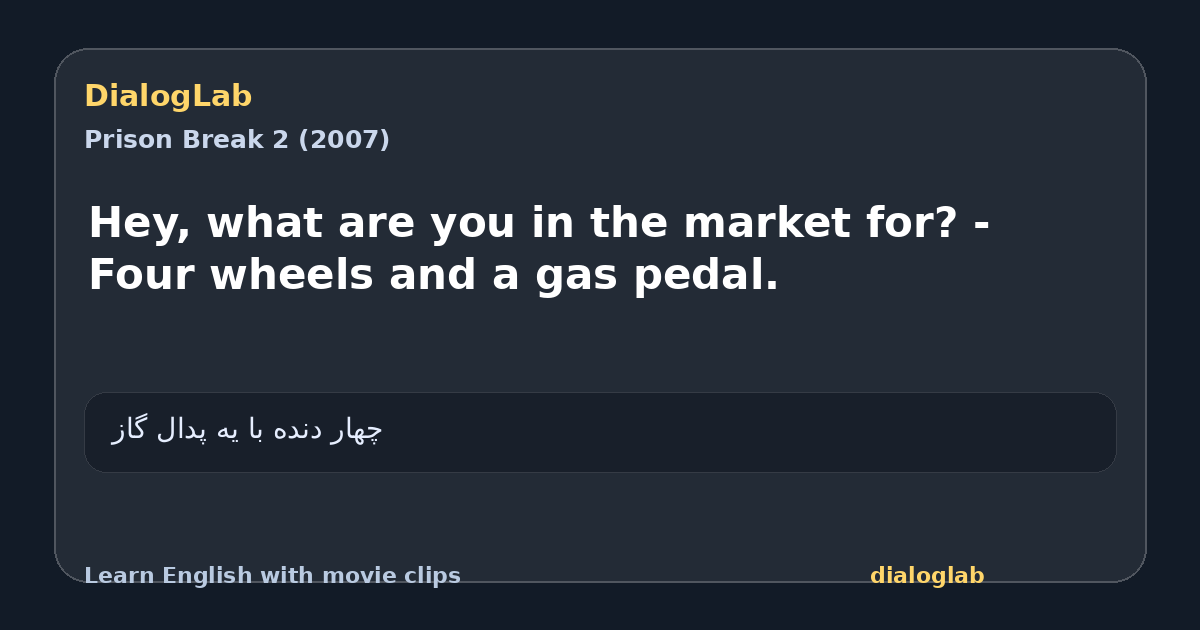 Share card for Hey, what are you in the market for? - Four wheels and a gas pedal.