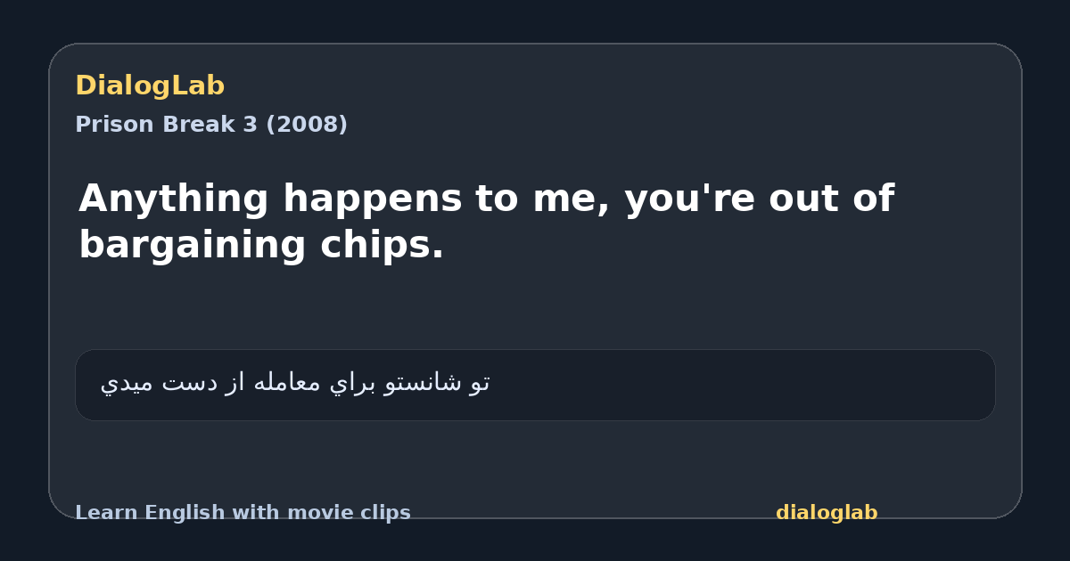 Share card for Anything happens to me, you're out of bargaining chips.