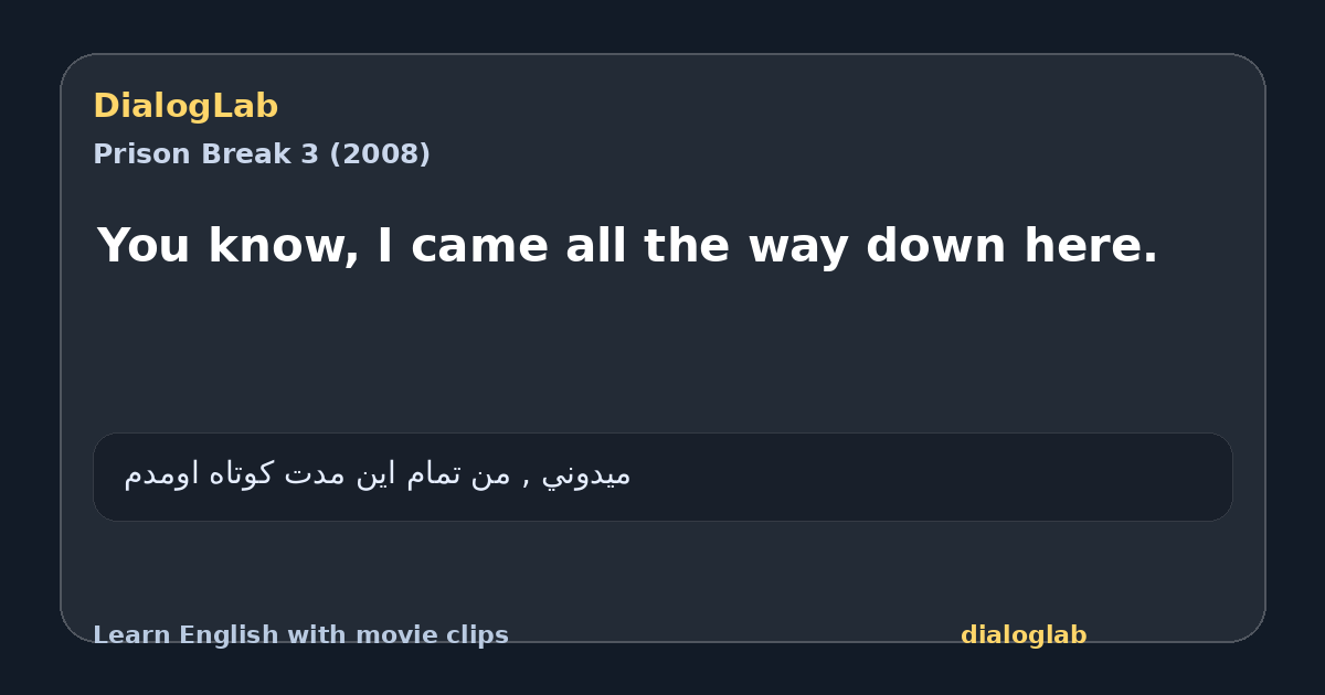Share card for You know, I came all the way down here.