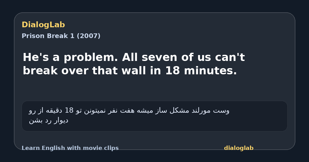 Share card for He's a problem. All seven of us can't break over that wall in 18 minutes.