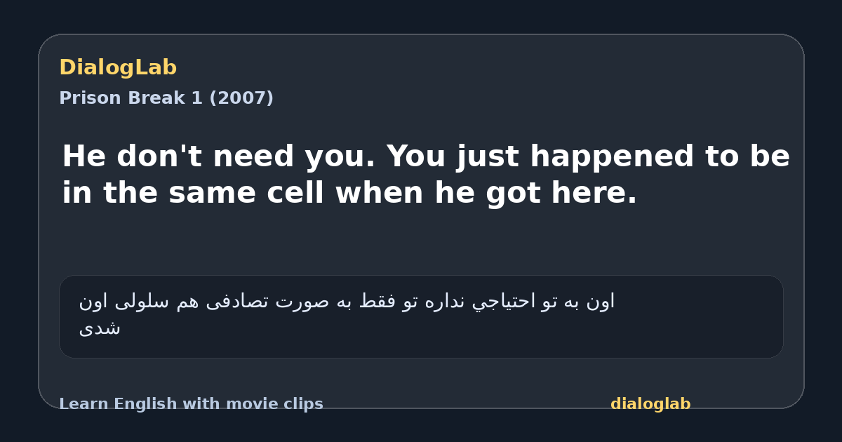 Share card for He don't need you. You just happened to be in the same cell when he got here.
