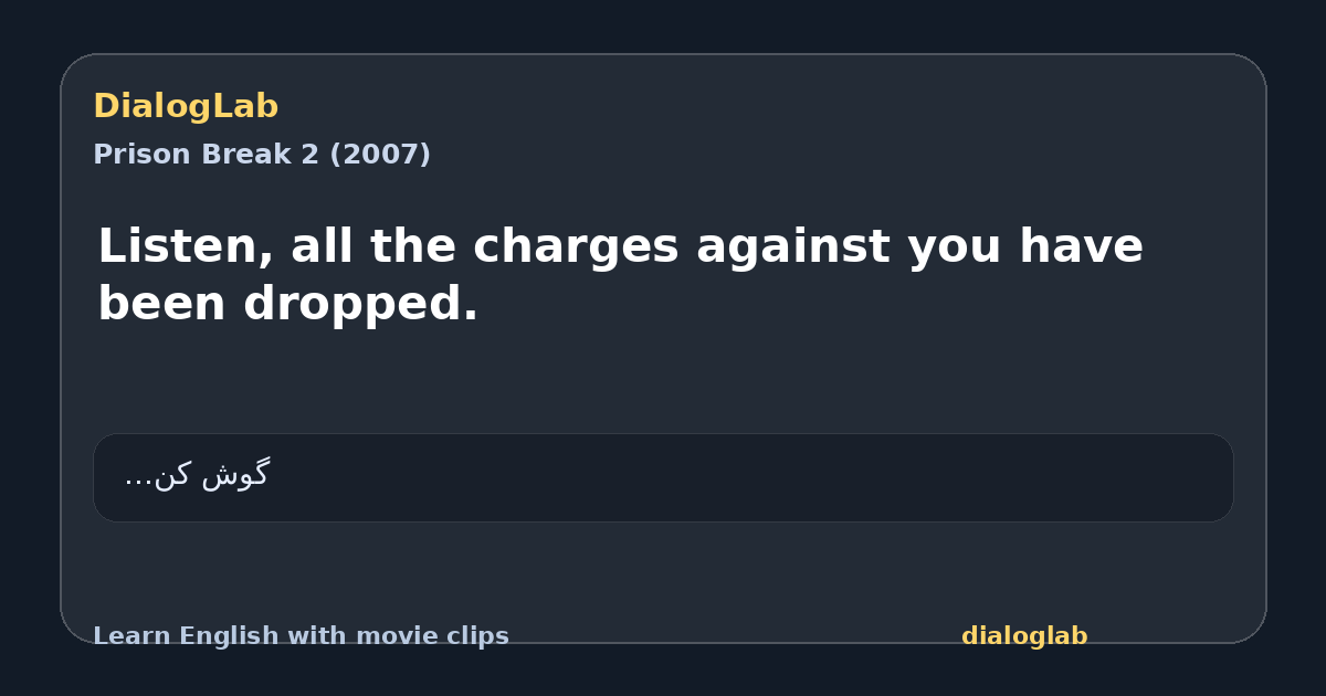 Share card for Listen, all the charges against you have been dropped.
