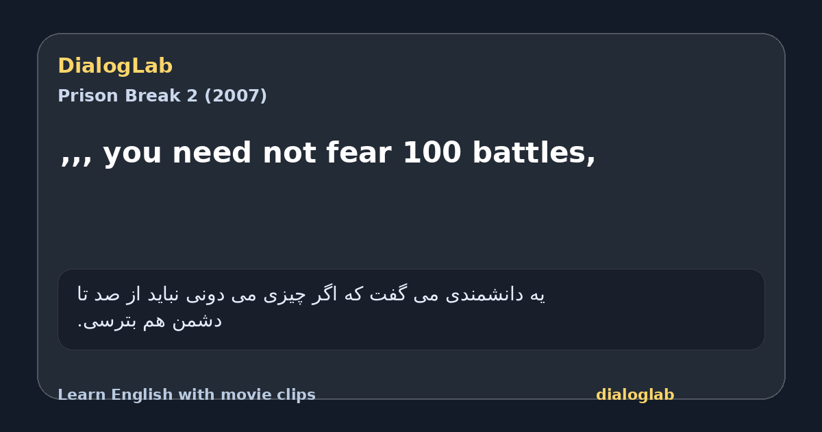 Share card for ,,, you need not fear 100 battles,