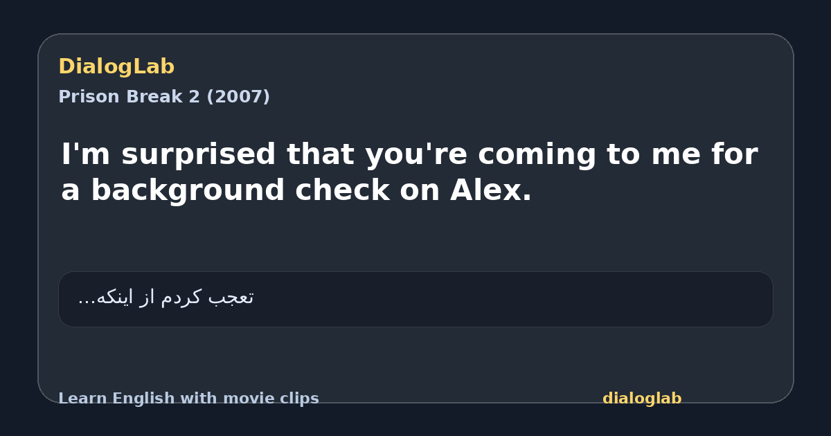 Share card for I'm surprised that you're coming to me for a background check on Alex.