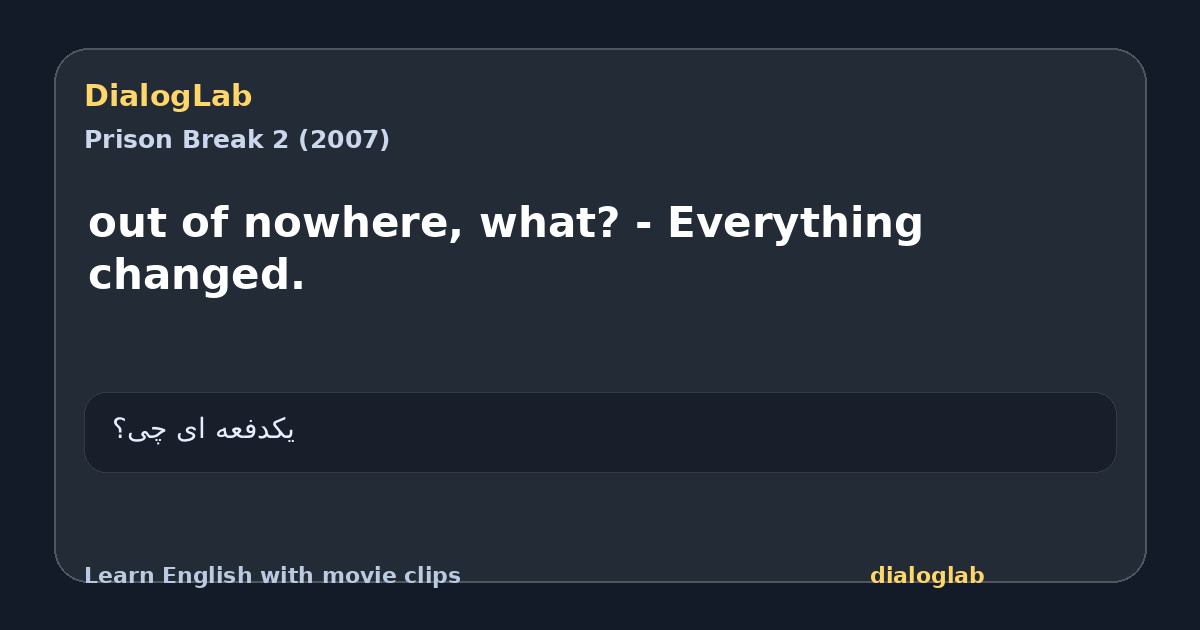 Share card for out of nowhere, what? - Everything changed.