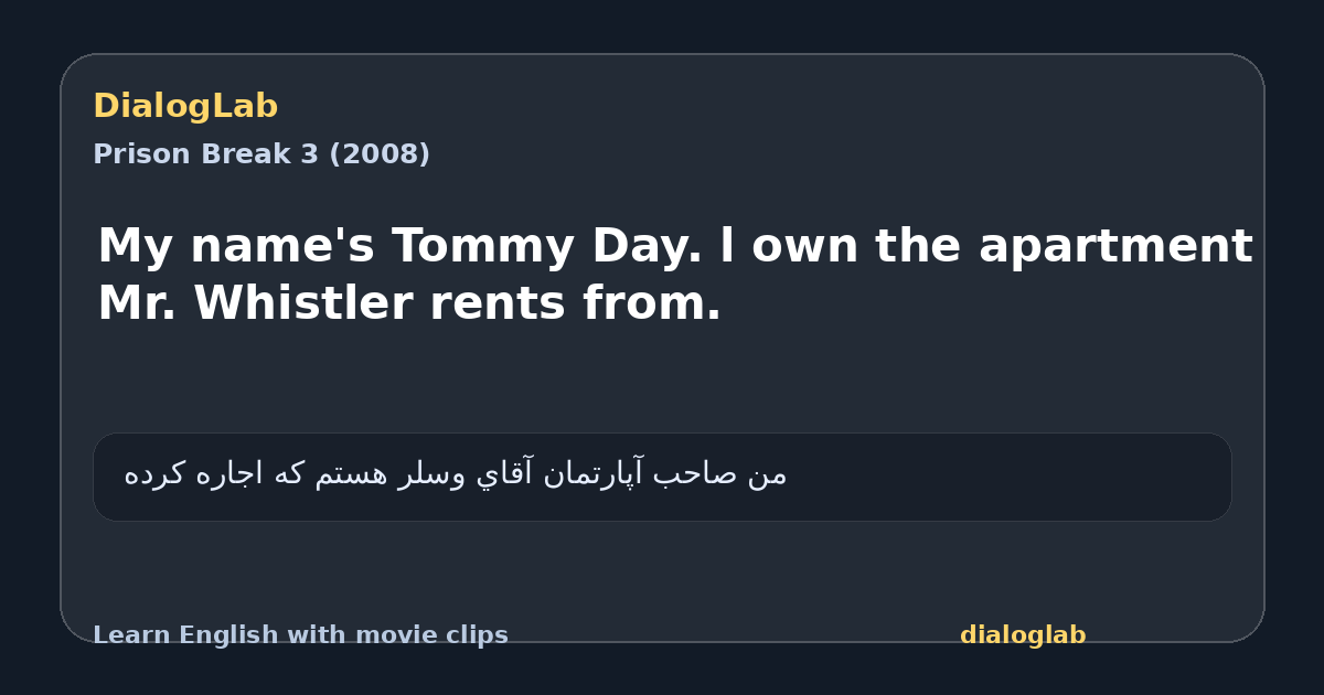 Share card for My name's Tommy Day. l own the apartment Mr. Whistler rents from.