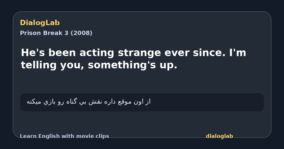 Share card for He's been acting strange ever since. I'm telling you, something's up.