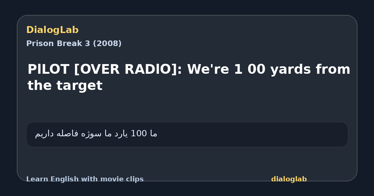 Share card for PlLOT [OVER RADlO]: We're 1 00 yards from the target