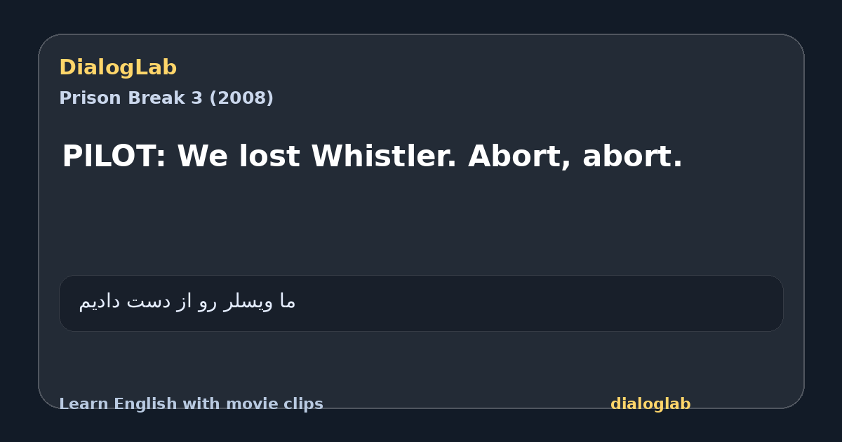 Share card for PlLOT: We lost Whistler. Abort, abort.