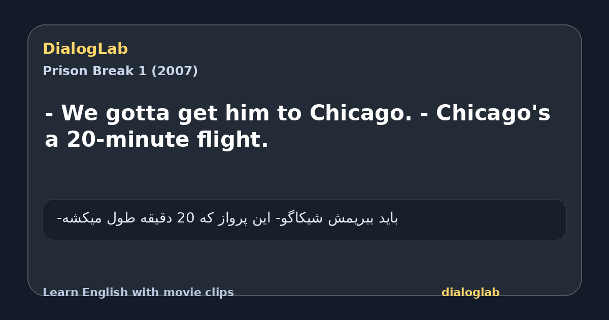 Share card for - We gotta get him to Chicago. - Chicago's a 20-minute flight.