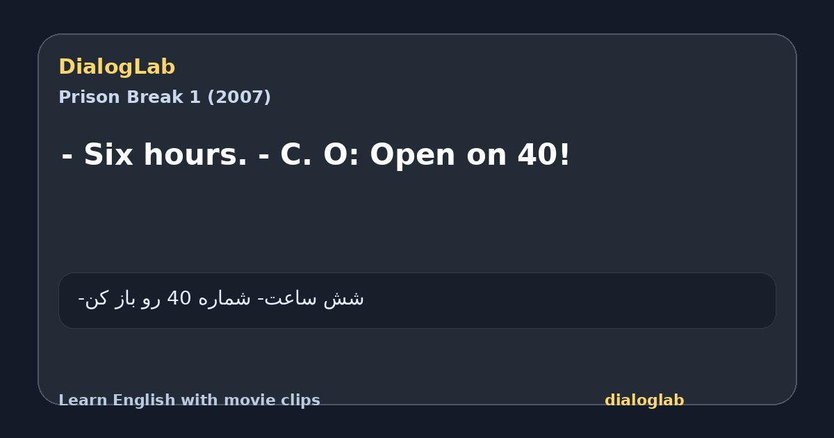 Share card for - Six hours. - C. O: Open on 40!