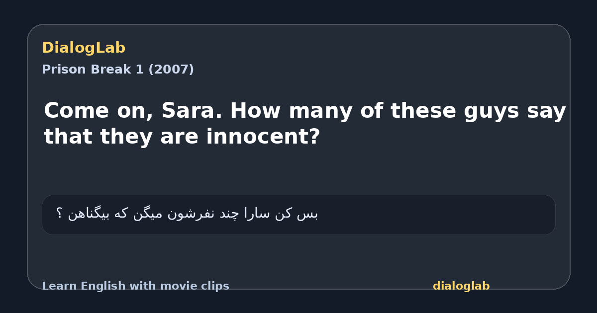 Share card for Come on, Sara. How many of these guys say that they are innocent?