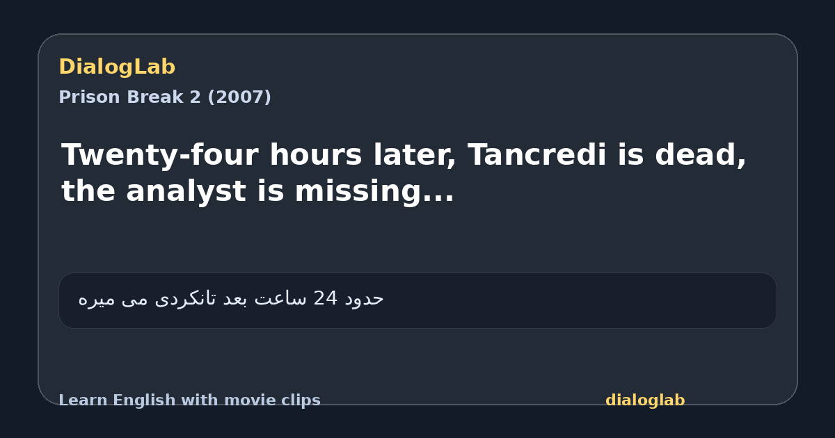 Share card for Twenty-four hours later, Tancredi is dead, the analyst is missing...
