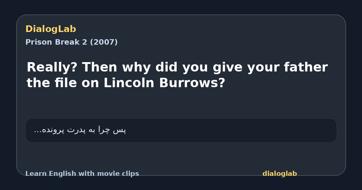 Share card for Really? Then why did you give your father the file on Lincoln Burrows?