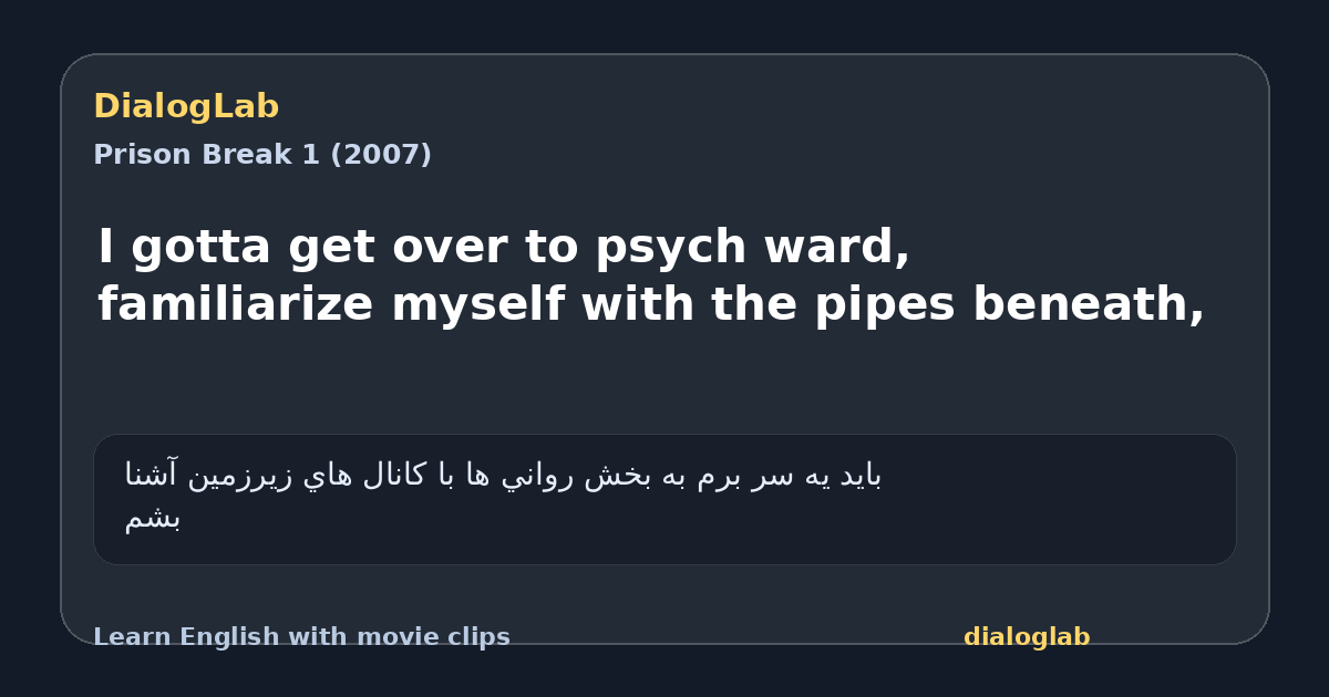 Share card for I gotta get over to psych ward, familiarize myself with the pipes beneath,
