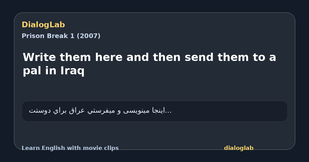 Share card for Write them here and then send them to a pal in Iraq