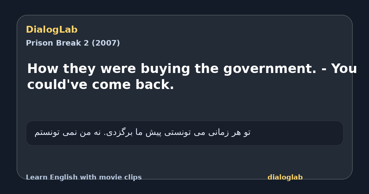 Share card for How they were buying the government. - You could've come back.