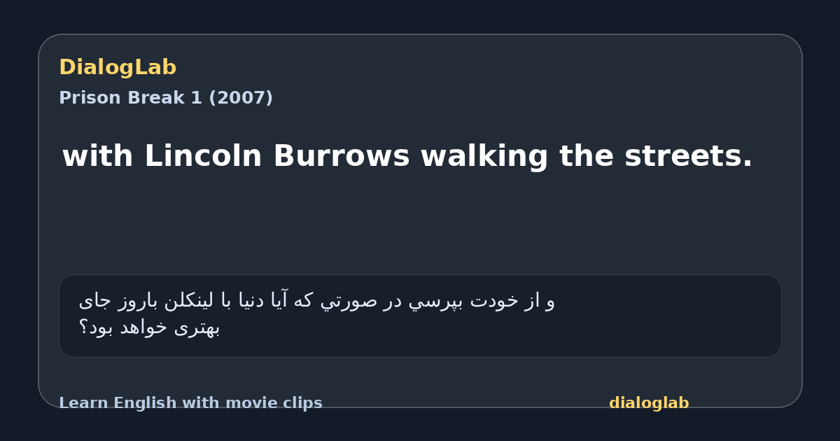 Share card for with Lincoln Burrows walking the streets.