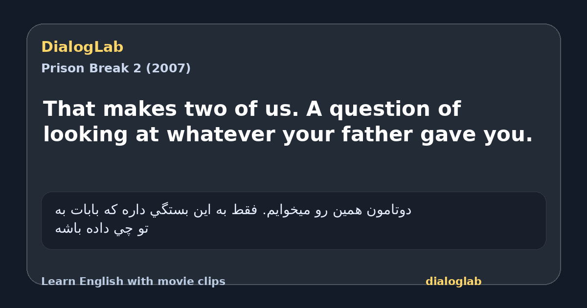 Share card for That makes two of us. A question of looking at whatever your father gave you.