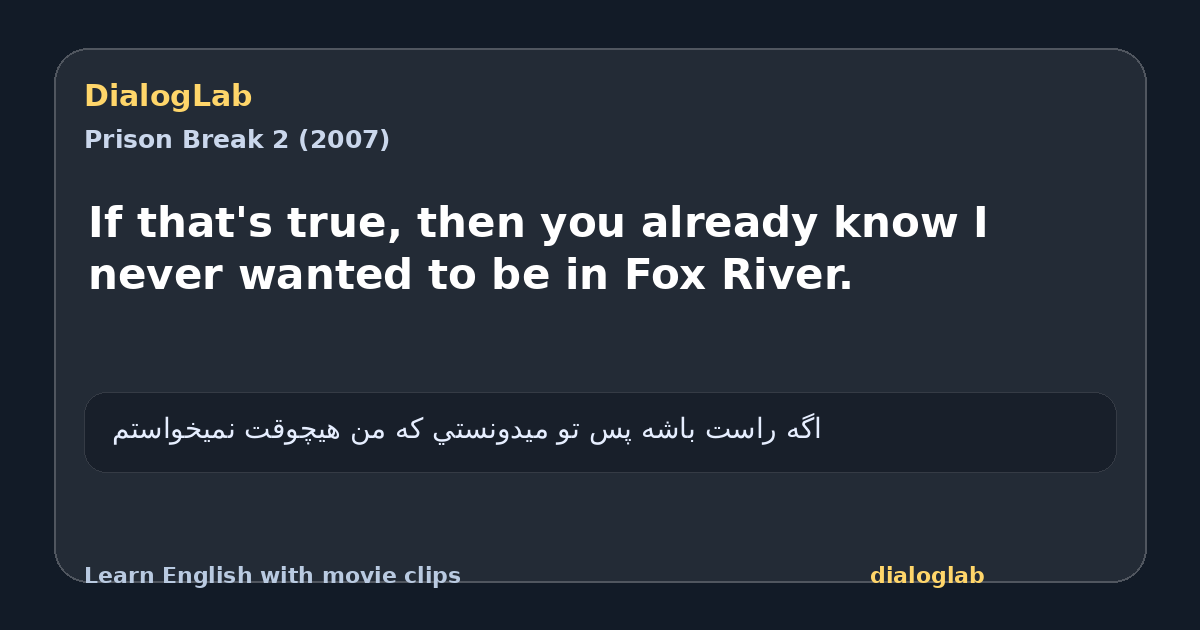 Share card for If that's true, then you already know I never wanted to be in Fox River.