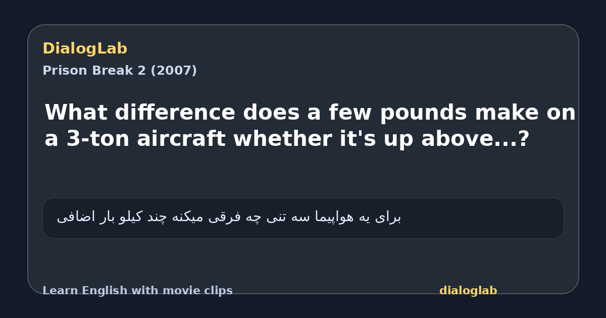 Share card for What difference does a few pounds make on a 3-ton aircraft whether it's up above...?