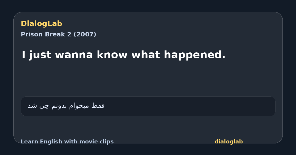 Share card for I just wanna know what happened.