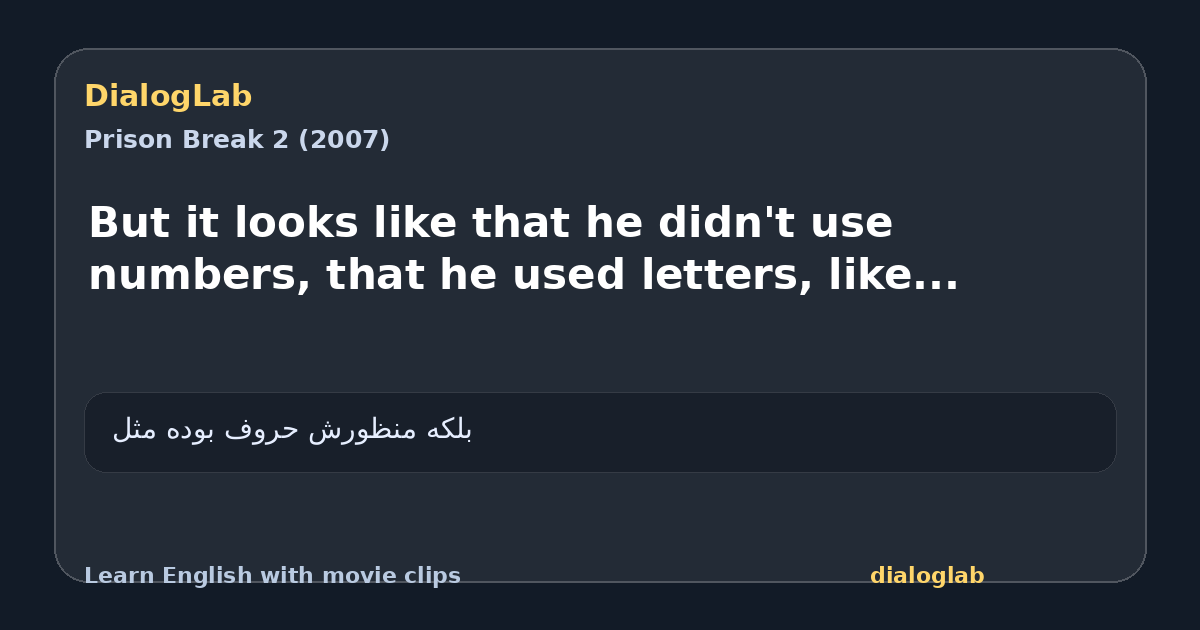 Share card for But it looks like that he didn't use numbers, that he used letters, like...