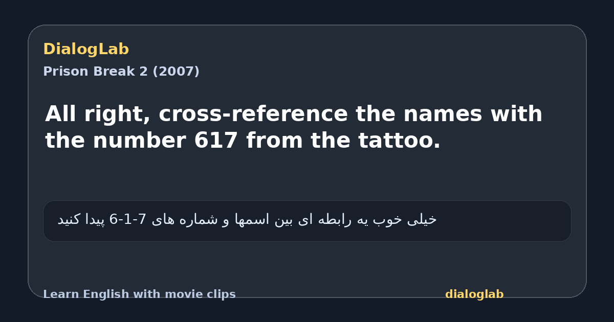 Share card for All right, cross-reference the names with the number 617 from the tattoo.