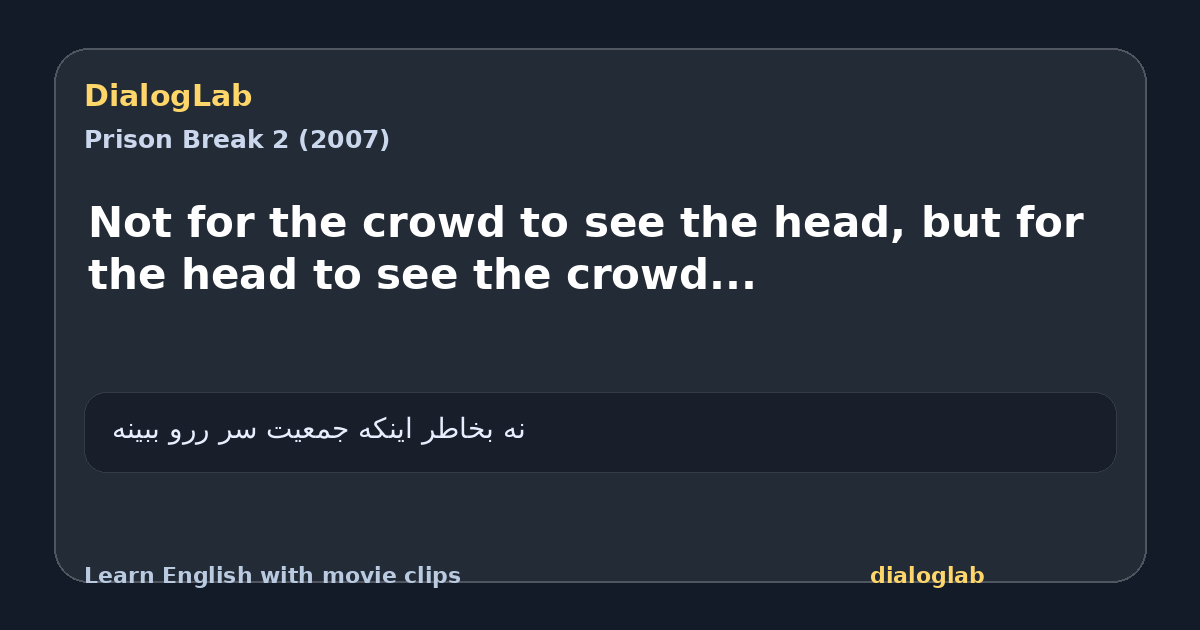 Share card for Not for the crowd to see the head, but for the head to see the crowd...